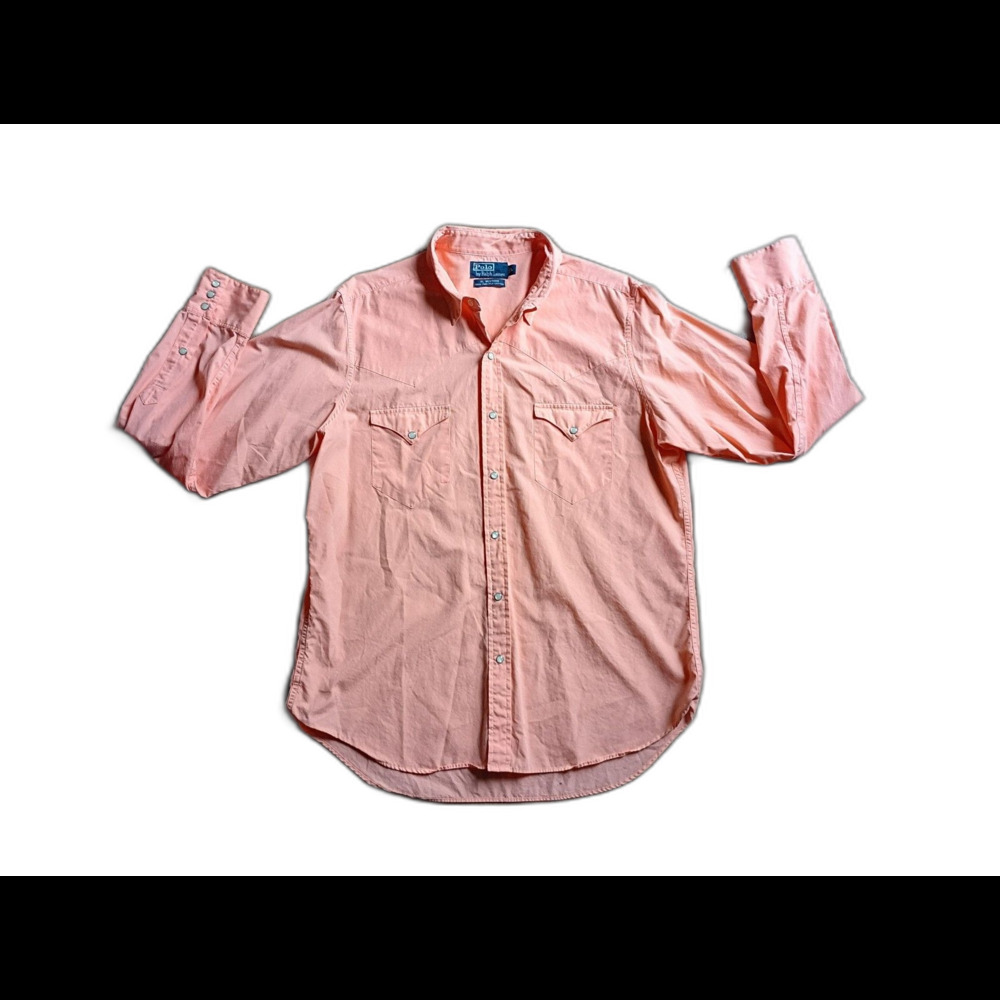 Polo by Ralph Lauren RL Western Long Sleeve Shirt Men's L Peach